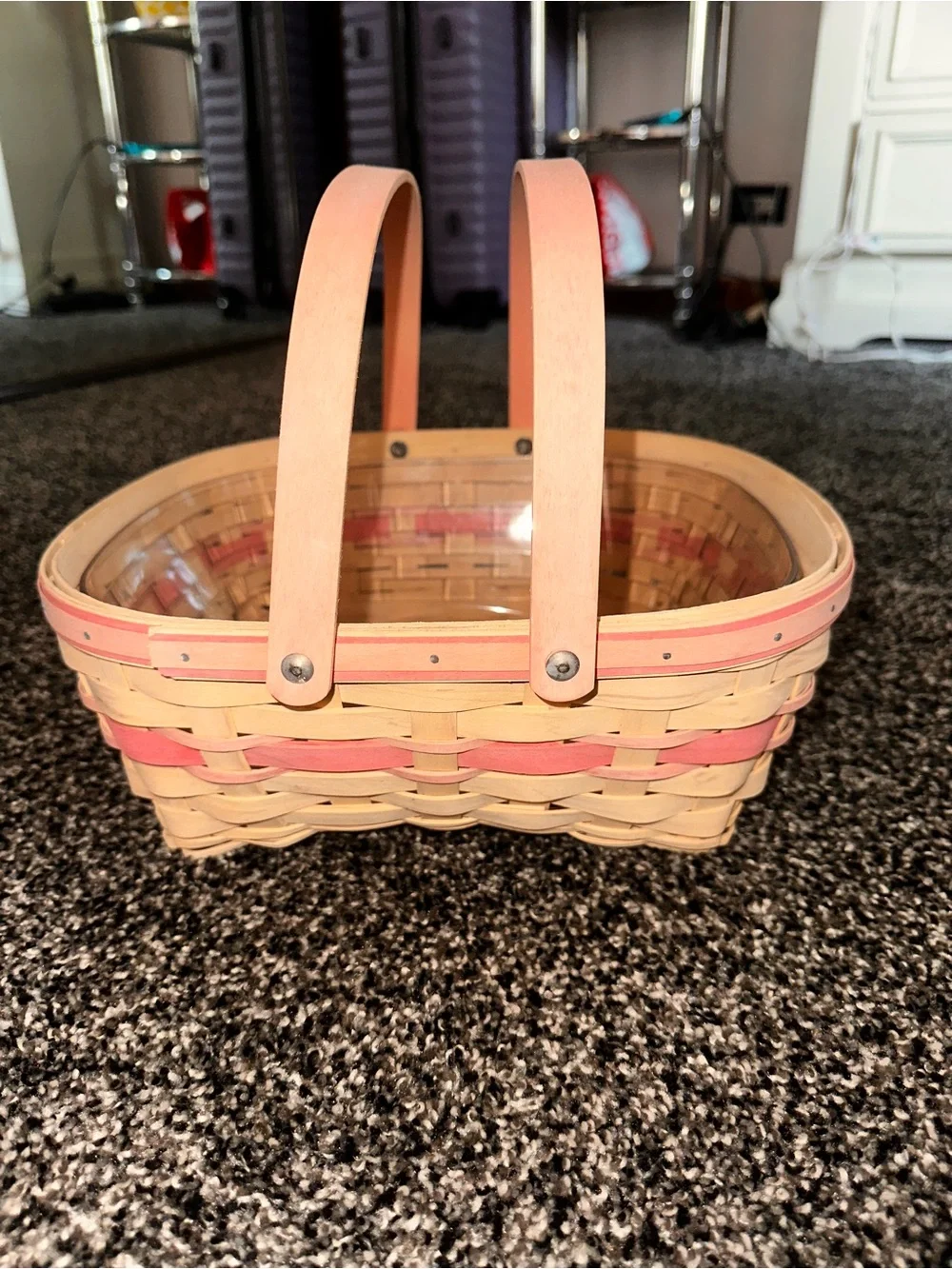 longaberger horizon of hope white and pink basket